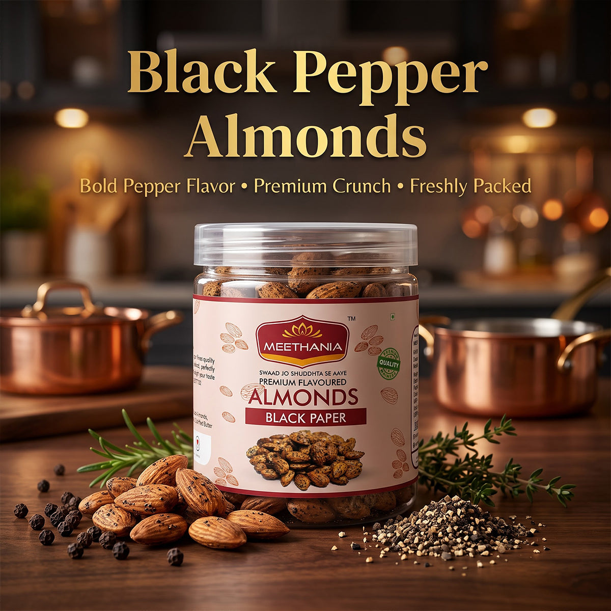 Meethania Black Paper Almonds