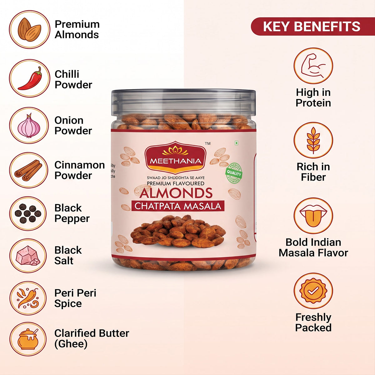 Meethania Chatpata Masala Almonds