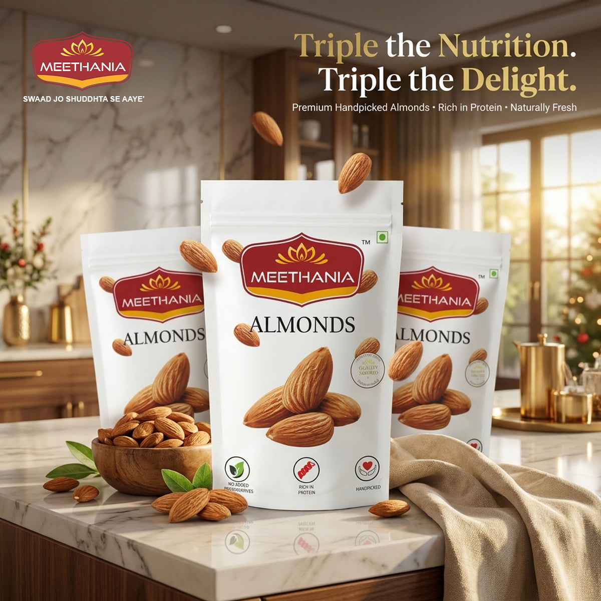Meethania Premium Almonds – Pack of 3