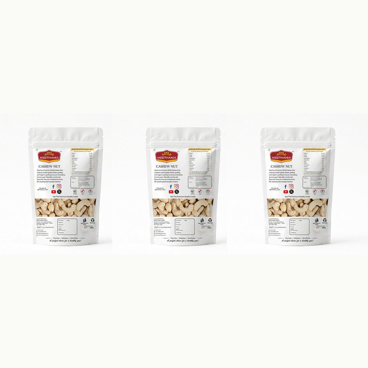 Meethania Premium Cashews – Pack of 3