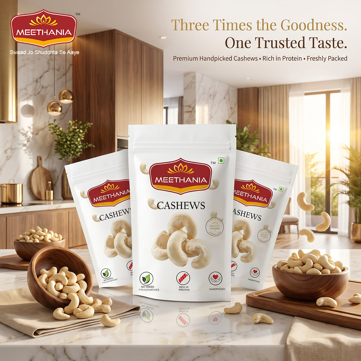 Meethania Premium Cashews – Pack of 3